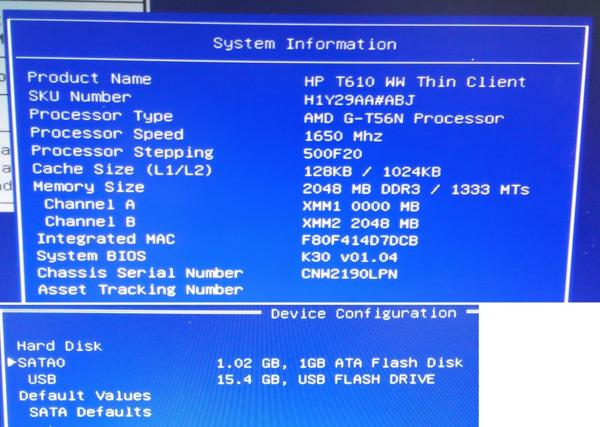 HP t610 Thin Client Linuxインストール済 (AMD G-T56N 2コア 1.65GHz